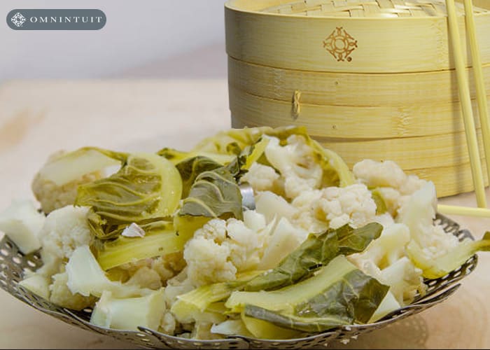 Cauliflower recipe in bamboo steaming basket